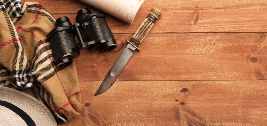 top view binoculars knife frame